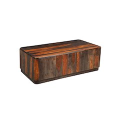 Marin Solid Wood Rectangular Coffee Table with Low Base, Brown Finish