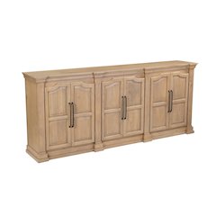 Solid Mango Wood Sideboard Cabinet with Arched Door Design Natural Brown Finish