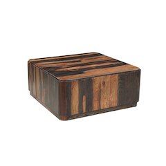 Marin Solid Wood Square Coffee Table with Low-Profile Base, Brown Finish