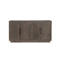 Lennox Solid Wood Sideboard with 4 Fluted Doors, Rustic Brown Finish