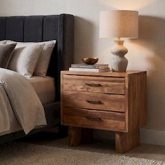 Linden Live Edge Solid Wood 3-drawer Nightstand