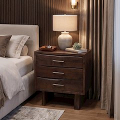 Linden Live Edge Solid Wood 3-drawer Nightstand