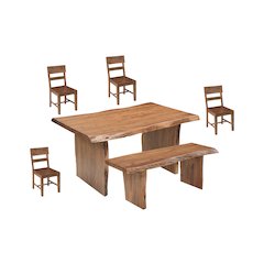 Linden 6-piece Solid Wood Live Edge Dining Set