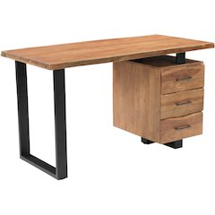 Linden Solid Wood 3-drawer Live Edge Desk