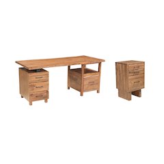 Linden 2-piece Solid Wood Live Edge Desk Set
