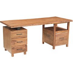 Linden Solid Wood 4-drawer Live Edge Desk