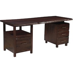 Linden Solid Wood 4-drawer Live Edge Desk