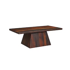 Marin Solid Wood Rectangular Coffee Table with Pedestal Base, Brown Finish