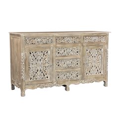 Elowen 6-drawer 2-door Floral Carved Solid Wood Sideboard