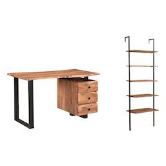 Oren 2-piece Live Edge Solid Wood Desk Set