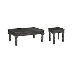 Eldris 2-piece Carved Solid Wood Living Room Table Set