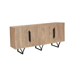 Lennox 4-door Geometric Pattern Solid Wood Sideboard