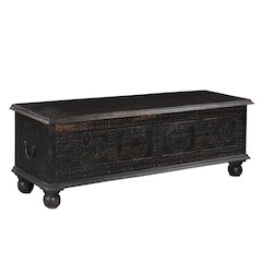 Eve Carved Solid Wood Storage Ottoman