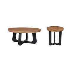 Renith 2-piece Round Solid Wood Living Room Table Set, Brown
