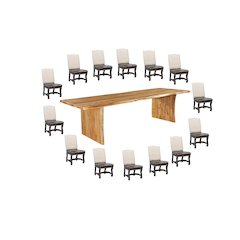 Savoy 15-piece Live Edge Solid Wood Dining Set