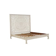 Auden Floral Carved Solid Wood King Panel Bed