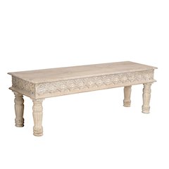 Eldris 58" Carved Solid Wood Dining Bench