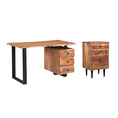 Oren 2-piece Live Edge Solid Wood Desk Set