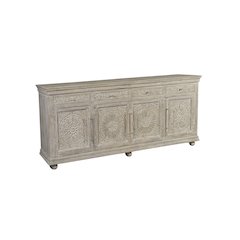 Calista 4-drawer 4-door Floral Carved Solid Wood Sideboard