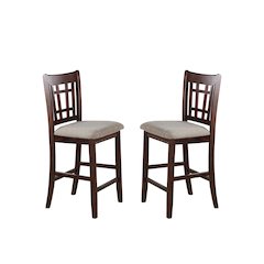 Neena Height Chair with Beige Upholstered Seat, Set of 2, Brown