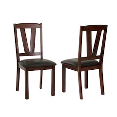 Black PU Upholstered Counter Height Dining Chairs, Dark Walnut, Set of 2