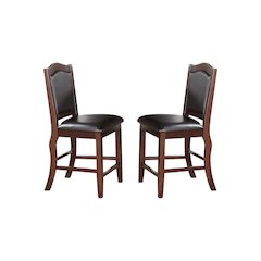 Faux Leather Upholstered Dining Height Chairs, Brown(Set of 2)
