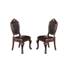 Dining Chairs With Faux Leather Upholstery, Set Of 2, Dark Brown