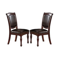 PU Upholstered Dining Chair, Dark Brown(Set of 2)