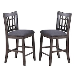 Set of 2 Upholstered Dining Chairs with Open Square Back in Grey