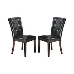 Leather Upholstered Dining Chair, Black(Set of 2)