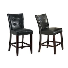 Leather Upholstered High Dining Chair, Black(Set of 2)