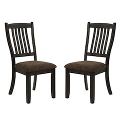 Dark Coffee Fabric Upholstered Side Chairs, Black(Set of 2)