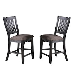 Dark Coffee Fabric Upholstered High Chairs, Black(Set of 2)