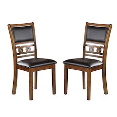 Set of 2 Upholstered Dining Chair in Walnut Finish