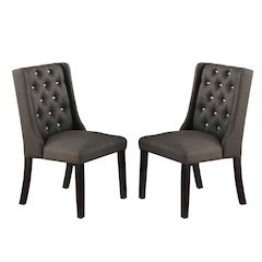 Set of 2 Fabric Dining Chair in Ash Black
