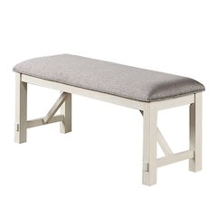 Upholstered Cushion Dining Bench in Grey and White