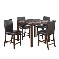 5 Piece Counter Height Dining Set with Footrest in Espresso