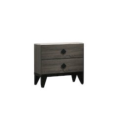 Smithson Nightstand With 2 Drawers Storage in Grey Finish