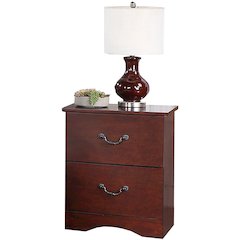 2 Drawer Nightstand with Metal Hardware in Cherry