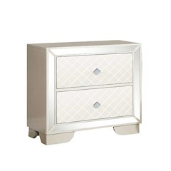 2 Drawers Wooden Nightstand with Built-In Wireless Charging in Ivory
