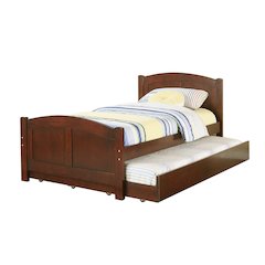 Twin Size Wood Bed With Trundle in Dark Cherry