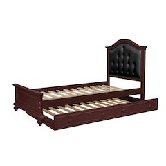 Twin Size Bed with Trundle in Black and Cherry Brown