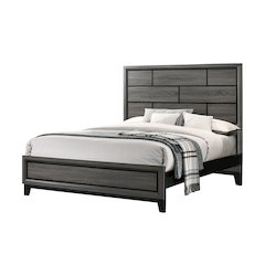 Queen Size Wooden Bed in Dark Grey Fininsh