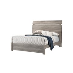 Wood Grain Surface Queen Bed, Weathered Grey