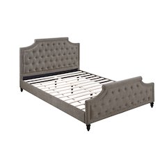 Polyfiber Upholstered Cal. King Bed With Button Tufted Design, Brown