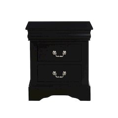 2 Drawers Nightstand in Black Finish