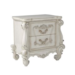 Wooden Nightstand with 2 Drawers in Bone White
