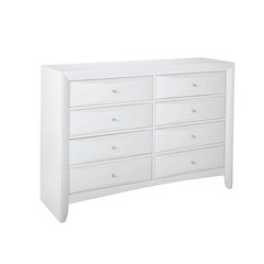 Wood Dresser with 8 Drawers In White
