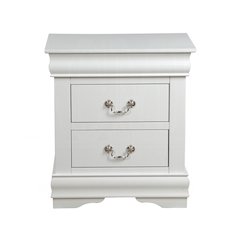 2 Drawers Nightstand in White Finish