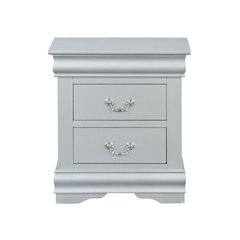 2 Drawers Wooden Nightstand in Platinum Finish